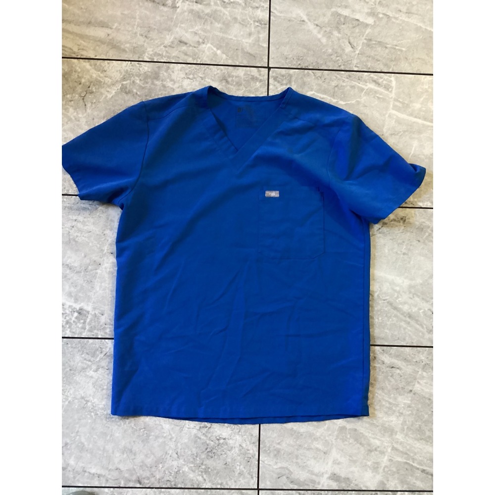 Figs Leon Royal Blue V-Neck Scrub Top Mens Medium FM1500 Technical Collection